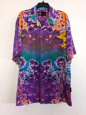 DRAGONFLY Grateful Dead Men's XL Multicolor Skeletons Button Short Sleeve Shirt